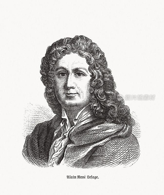 Alain-René Lesage(1668-1747)，法国小说家和剧作家，木刻，1893年出版
